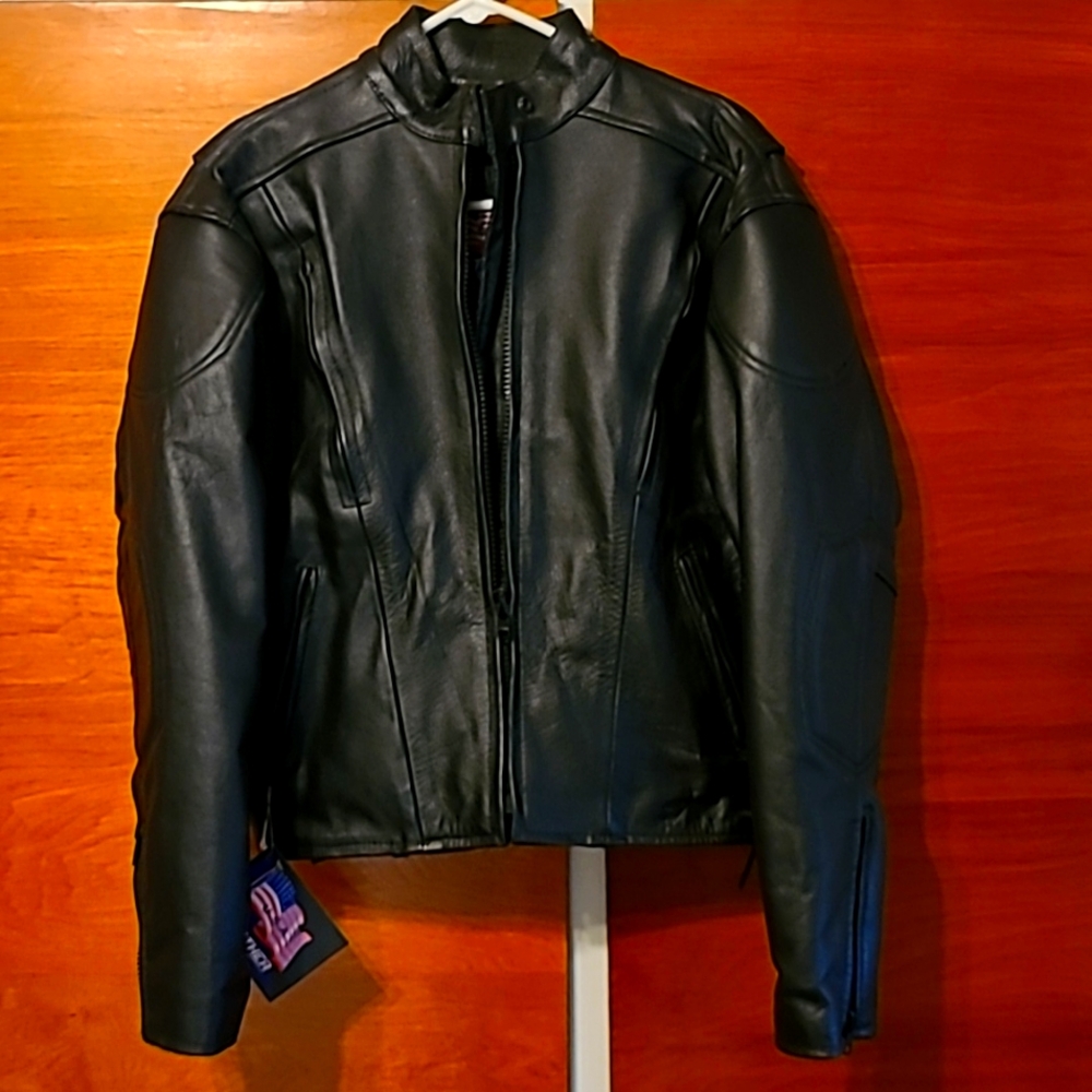 Women's real leather motorcycle jacket. Large